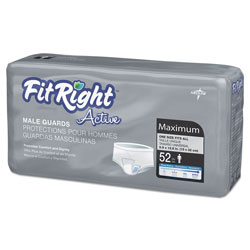 Medline FitRight Active Male Guards, 6 in x 11 in, White, 52/Pack