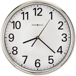 Howard Miller Clock Hamilton Wall Clock, 12 in Overall Diameter, Silver Case, 1 AA (sold separately)