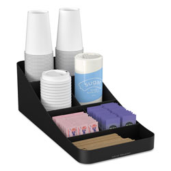 Mind Reader Trove Seven-Compartment Coffee Condiment Organizer, Black, 7 3/4 x 16 x 5 1/4