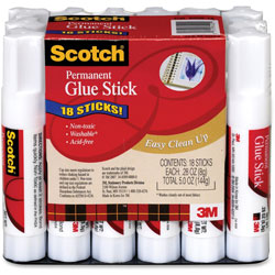 Scotch™ Permanent Glue Stick, .28 oz, 18/Pack