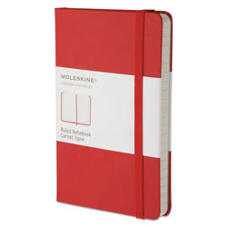 Moleskine Hard Cover Notebook, Narrow Rule, Red Cover, 5.5 x 3.5, 192 Sheets