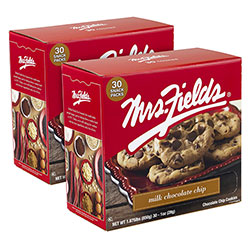 Mrs. Fields® Cookies, Milk Chocolate Chip, 1 oz Individually Wrapped, 30/Box, 2 Boxes/Carton