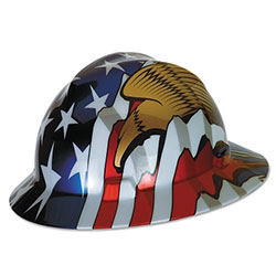 MSA Freedom Series™ V-Gard® Helmet, Fas-Trac III, Slotted, American Flag w/2 Eagles