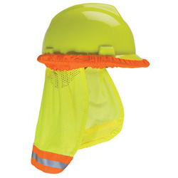 MSA Hard Hat Sunshade, 20 in, Hi-Viz Yellow, Orange Band