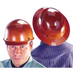 MSA Skullgard Protective Hard Hats, Staz-On Pin-Lock Suspension, Lamp Bracket, Tan