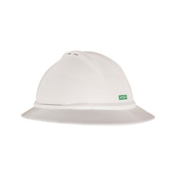 MSA V-Gard® 500 Protective Caps and Hats, 4-point Ratchet, Vented Full Brim Hard Hat, White