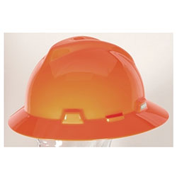 MSA V-Gard Full Brim Hard Hats, 4 Point, Cap, Orange