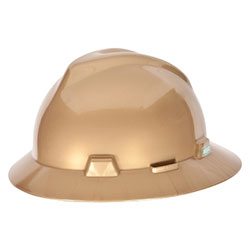 MSA V-Gard Full Brim Hard Hats, 4 Point, Cap, Gold