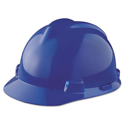 MSA V-Gard Hard Hats, Staz-On Pin-Lock Suspension, Size 6 1/2 - 8, Blue