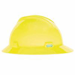 MSA V-Gard Protective Hats, Fas-Trac Ratchet, Hi-Viz Yellow-Green