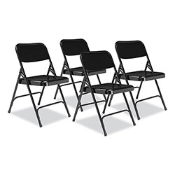 National Public Seating 200 Series Premium All-Steel Double Hinge Folding Chair, Supports 500 lb, 17.25 in Seat Ht, Black, 4/CT
