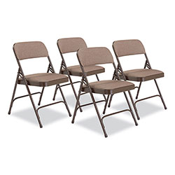National Public Seating 2200 Series Fabric Dual-Hinge Premium Folding Chair, Supports 500 lb, Walnut Seat/Back, Brown Base,4/CT