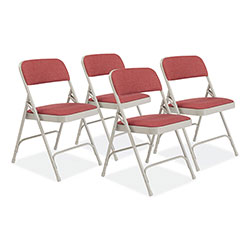 National Public Seating 2200 Series Fabric Dual-Hinge Premium Folding Chair, Supports 500lb, Cabernet Seat/Back,Gray Base,4/CT
