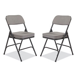 National Public Seating 3200 Series Fabric Dual-Hinge Folding Chair, Supports 300 lb, Charcoal Seat/Back, Black Base, 2/CT
