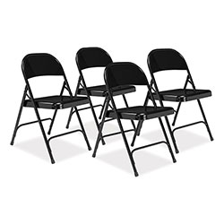 National Public Seating 50 Series All-Steel Folding Chair, Supports 500 lb, 16.75 in Seat Height, Black Seat/Back/Base, 4/CT