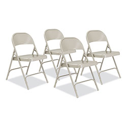 National Public Seating 50 Series All-Steel Folding Chair, Supports 500 lb, 16.75 in Seat Height, Gray Seat/Back/Base, 4/Carton