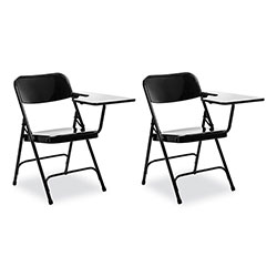 National Public Seating 5200 Series Left-Side Tablet-Arm Folding Chair, Supports 480 lb, 17.25 in Seat Height, Black, 2/Carton