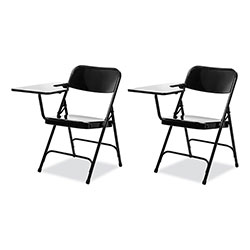 National Public Seating 5200 Series Right-Side Tablet-Arm Folding Chair, Supports Up to 480 lb, 17.25 in Seat Height, Black, 2/CT