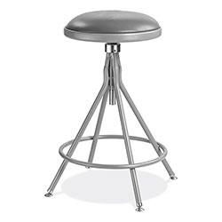 National Public Seating 6500 Series Height Adjustable Heavy Duty Padded Swivel Stool, Supports 500lb, 24 in-30 in Seat Height, Gray