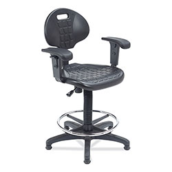National Public Seating 6700 Series Polyurethane Adj Height Task Chair w/Arms, Supports 300lb, 22 in-32 in Seat Ht, Black Seat/Base