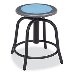 National Public Seating 6800 Series Height Adj Metal Seat Stool, Supports 300 lb, 18 in to 24 in Seat Ht, Blueberry Seat/Black Base