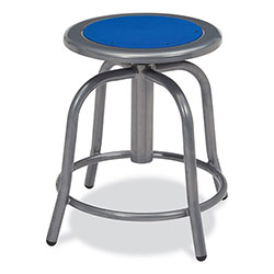 National Public Seating 6800 Series Height Adj Metal Seat Stool, Supports 300 lb, 18 in-24 in Seat Ht, Persian Blue Seat/Gray Base