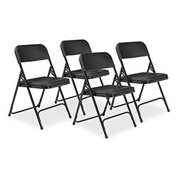 National Public Seating 800 Series Plastic Folding Chair, Supports 500lb, 18 in Seat Height, Black Seat/Back, Black Base, 4/CT