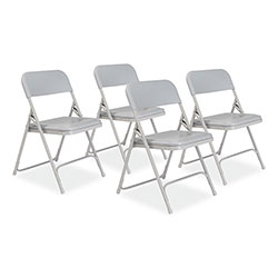 National Public Seating 800 Series Premium Plastic Folding Chair, Supports 500 lb, 18 in Seat Ht, Gray Seat/Back, Gray Base, 4/CT