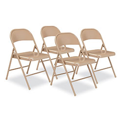 National Public Seating 900 Series All-Steel Folding Chair, Supports 250lb, 17.75 in Seat Height, Beige Seat/Back/Base, 4/CT