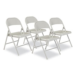 National Public Seating 900 Series All-Steel Folding Chair, Supports 250 lb, 17.75 in Seat Height, Gray Seat/Back/Base, 4/CT