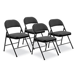 National Public Seating 970 Series Fabric Padded Steel Folding Chair, Supports 250 lb, 17.75 in Seat Ht, Star Trail Black, 4/CT