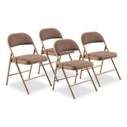 National Public Seating 970 Series Fabric Padded Steel Folding Chair, Supports 250 lb, 17.75 in Seat Ht, Star Trail Brown, 4/CT