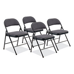 National Public Seating 970 Series Fabric Padded Steel Folding Chair, Supports 250 lb, 17.75 in Seat Ht, Star Trail Blue, 4/CT
