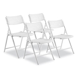National Public Seating AirFlex Series Premium Poly Folding Chair, Supports 1000 lb, 17.25 in Seat Ht, White Seat/Back/Base, 4/CT
