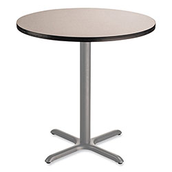 National Public Seating Cafe Table, 36 in Diameter x 36h, Round Top/X-Base, Gray Nebula Top, Gray Base