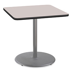 National Public Seating Cafe Table, 36w x 36d x 36h, Square Top/Round Base, Gray Nebula Top, Gray Base