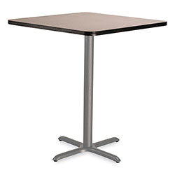 National Public Seating Cafe Table, 36w x 36d x 42h, Square Top/X-Base, Gray Nebula Top, Gray Base