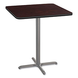 National Public Seating Cafe Table, 36w x 36d x 42h, Square Top/X-Base, Mahogany Top, Gray Base