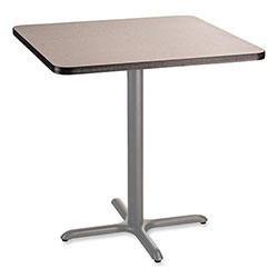 National Public Seating Cafe Table, 36w x 36d x 36h, Square Top/X-Base, Gray Nebula Top, Gray Base