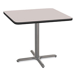 National Public Seating Cafe Table, 36w x 36d x 30h, Square Top/X-Base, Gray Nebula Top, Gray Base