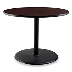 National Public Seating Cafe Table, 36 in Diameter x 30h, Round Top/Base, Mahogany Top, Black Base