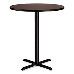 National Public Seating Cafe Table, 36 in Diameter x 42h, Round Top/X-Base, Mahogany Top, Black Base