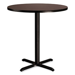 National Public Seating Cafe Table, 36 in Diameter x 36h, Round Top/X-Base, Mahogany Top, Black Base