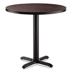 National Public Seating Cafe Table, 36 in Diameter x 30h, Round Top/X-Base, Mahogany Top, Black Base