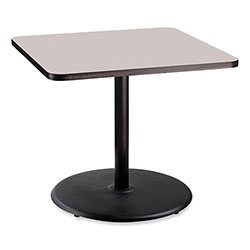 National Public Seating Cafe Table, 36w x 36d x 30h, Square Top/Round Base, Gray Nebula Top, Black Base