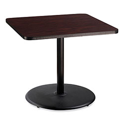 National Public Seating Cafe Table, 36w x 36d x 30h, Square Top/Round Base, Mahogany Top, Black Base