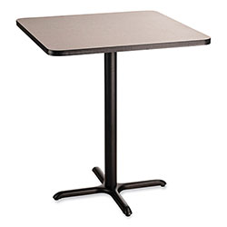 National Public Seating Cafe Table, 36w x 36d x 42h, Square Top/X-Base, Gray Nebula Top, Black Base