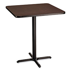 National Public Seating Cafe Table, 36w x 36d x 42h, Square Top/X-Base, Mahogany Top, Black Base