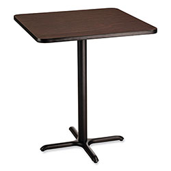 National Public Seating Cafe Table, 36w x 36d x 30h, Square Top/X-Base, Mahogany Top, Black Base