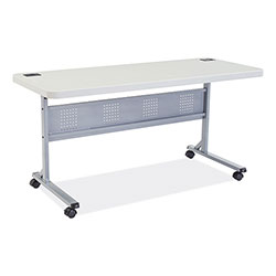 National Public Seating Flip-N-Store Training Table, Rectangular, 24 x 60 x 29.5, Speckled Gray